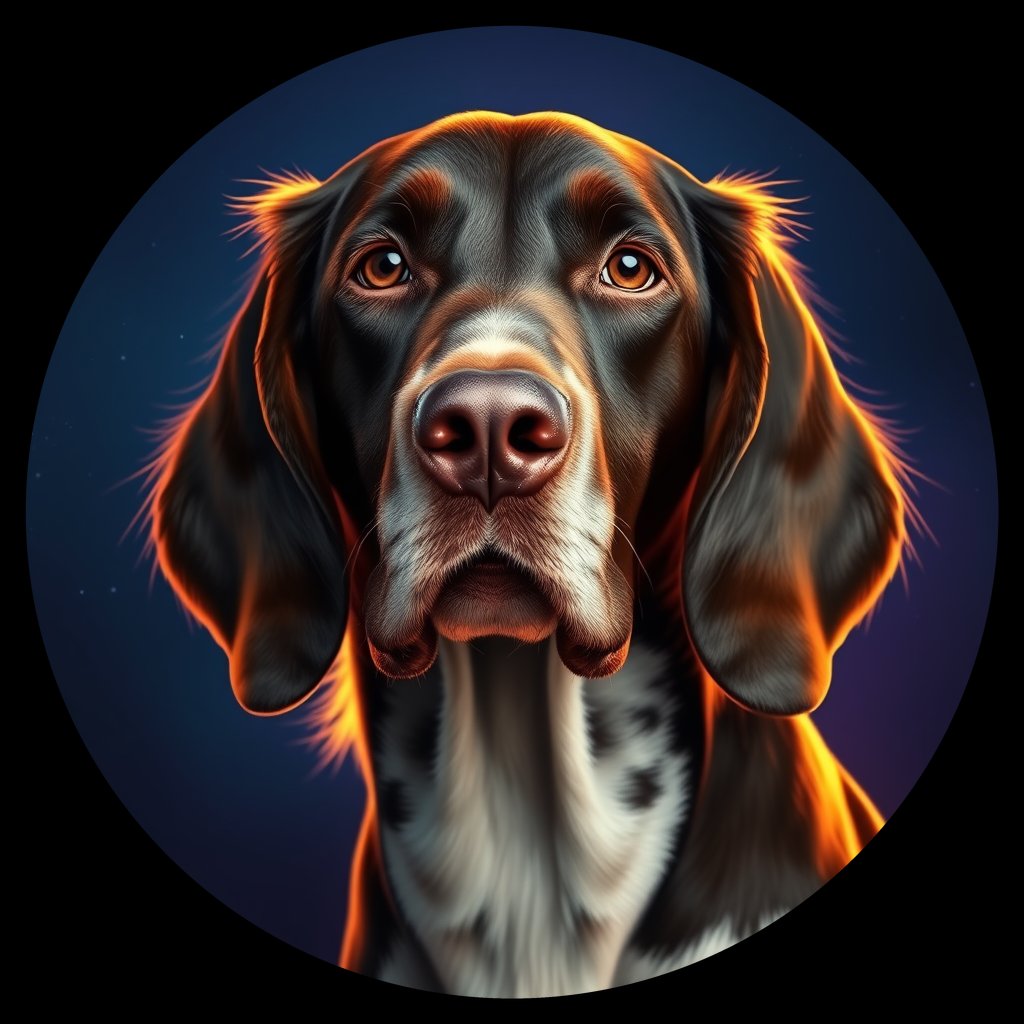 Cosmic medallion portrait of PFZ22F11_PFZ22F11, a English Setter