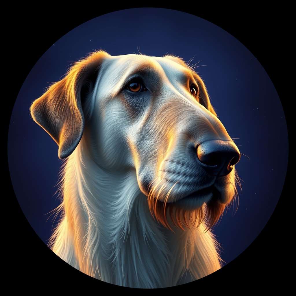 Cosmic medallion portrait of PFZ22G03_PFZ22G03, a Irish Wolfhound