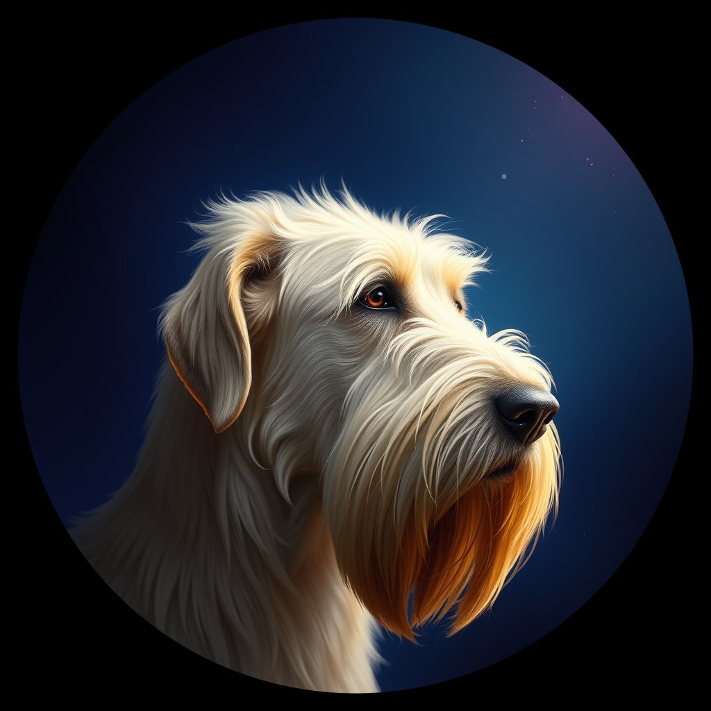 Cosmic medallion portrait of PFZ22G04_PFZ22G04, a Irish Wolfhound
