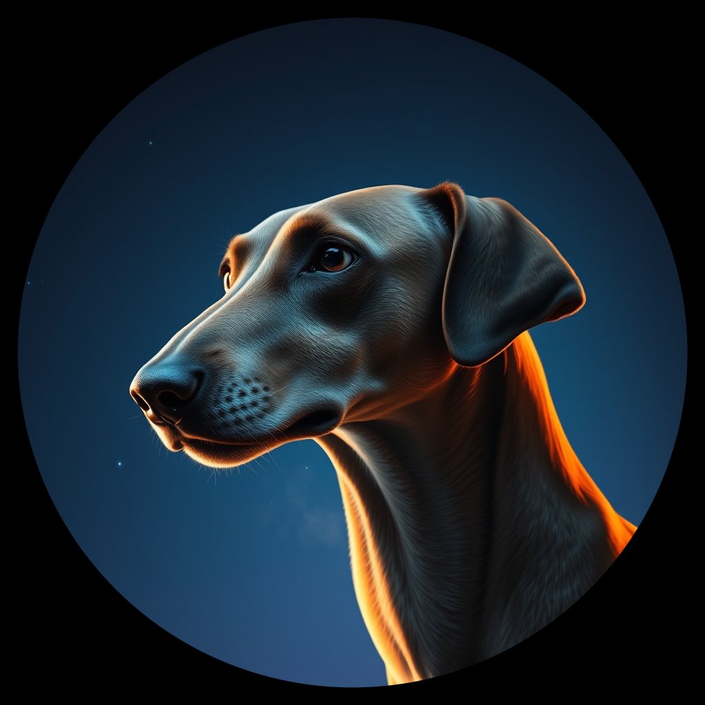 Cosmic medallion portrait of PFZ22G05_PFZ22G05, a Whippet