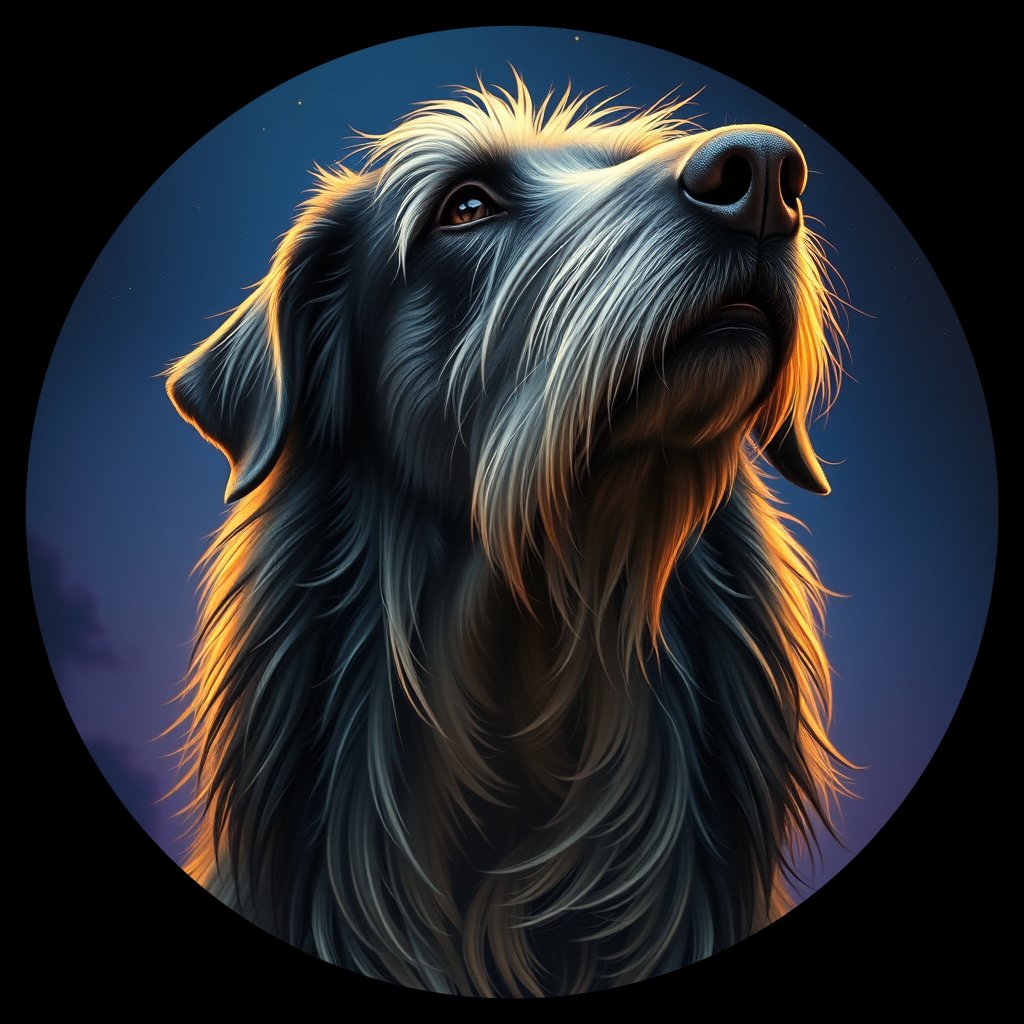Cosmic medallion portrait of PFZ22H03_PFZ22H03, a Irish Wolfhound