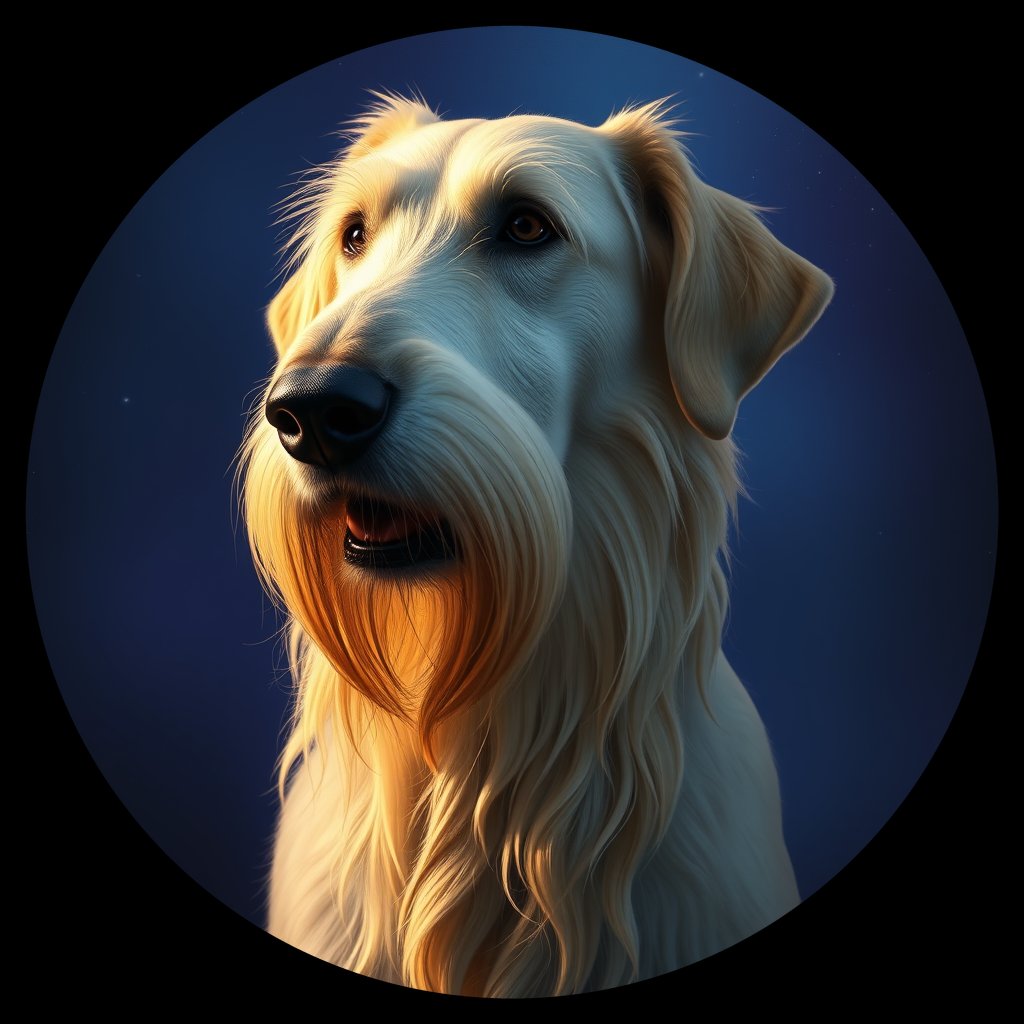 Cosmic medallion portrait of PFZ22H04_PFZ22H04, a Irish Wolfhound