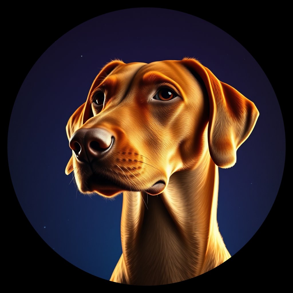 Cosmic medallion portrait of PFZ23A01_PFZ23A01, a Vizsla