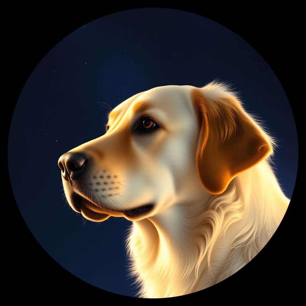 Cosmic medallion portrait of PFZ23A02_PFZ23A02, a Golden Retriever