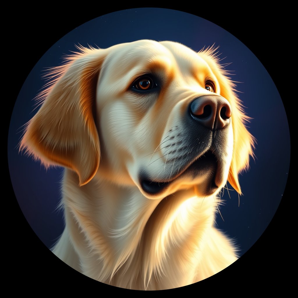 Cosmic medallion portrait of PFZ23A03_PFZ23A03, a Golden Retriever