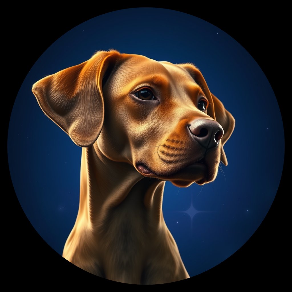 Cosmic medallion portrait of PFZ23A04_PFZ23A04, a Vizsla