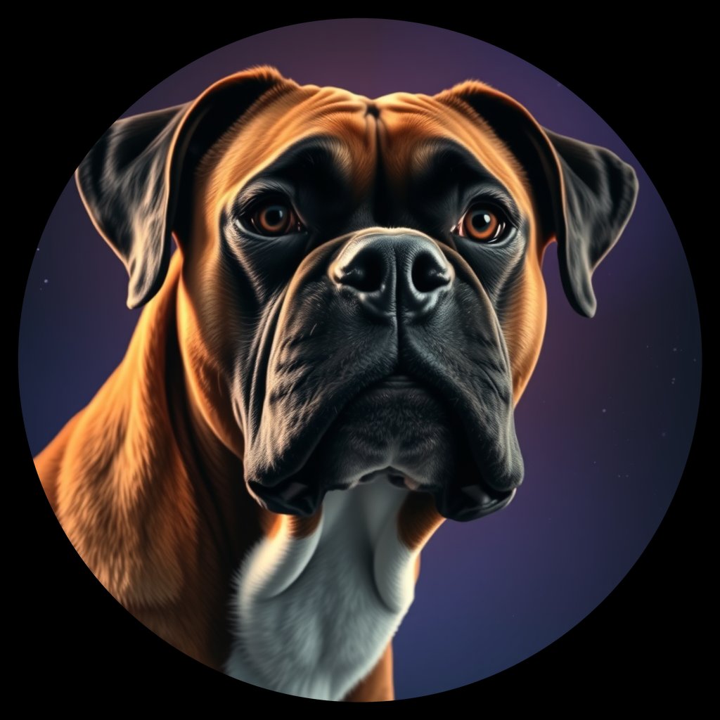 Cosmic medallion portrait of PFZ23A09_PFZ23A09, a Boxer