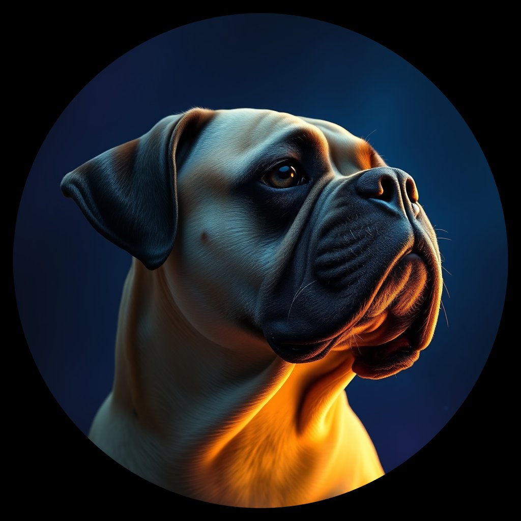 Cosmic medallion portrait of PFZ23A10_PFZ23A10, a Boxer