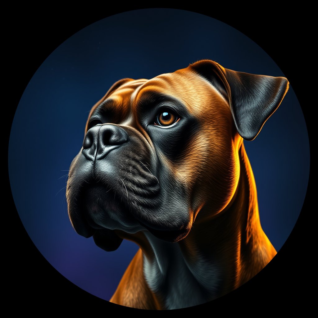 Cosmic medallion portrait of PFZ23A11_PFZ23A11, a Boxer