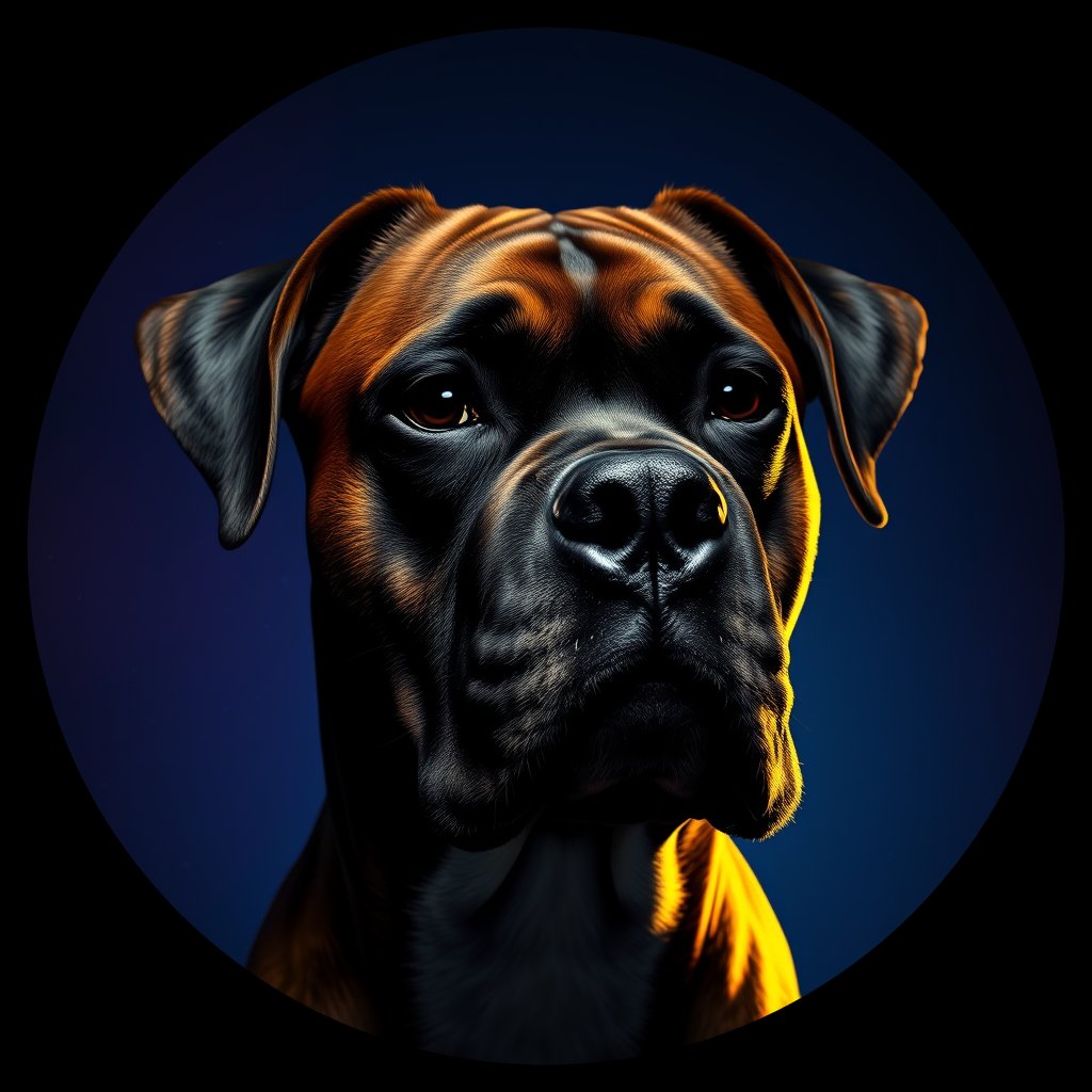 Cosmic medallion portrait of PFZ23A12_PFZ23A12, a Boxer