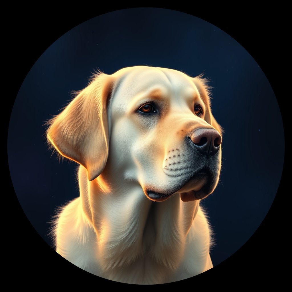 Cosmic medallion portrait of PFZ23B02_PFZ23B02, a Golden Retriever