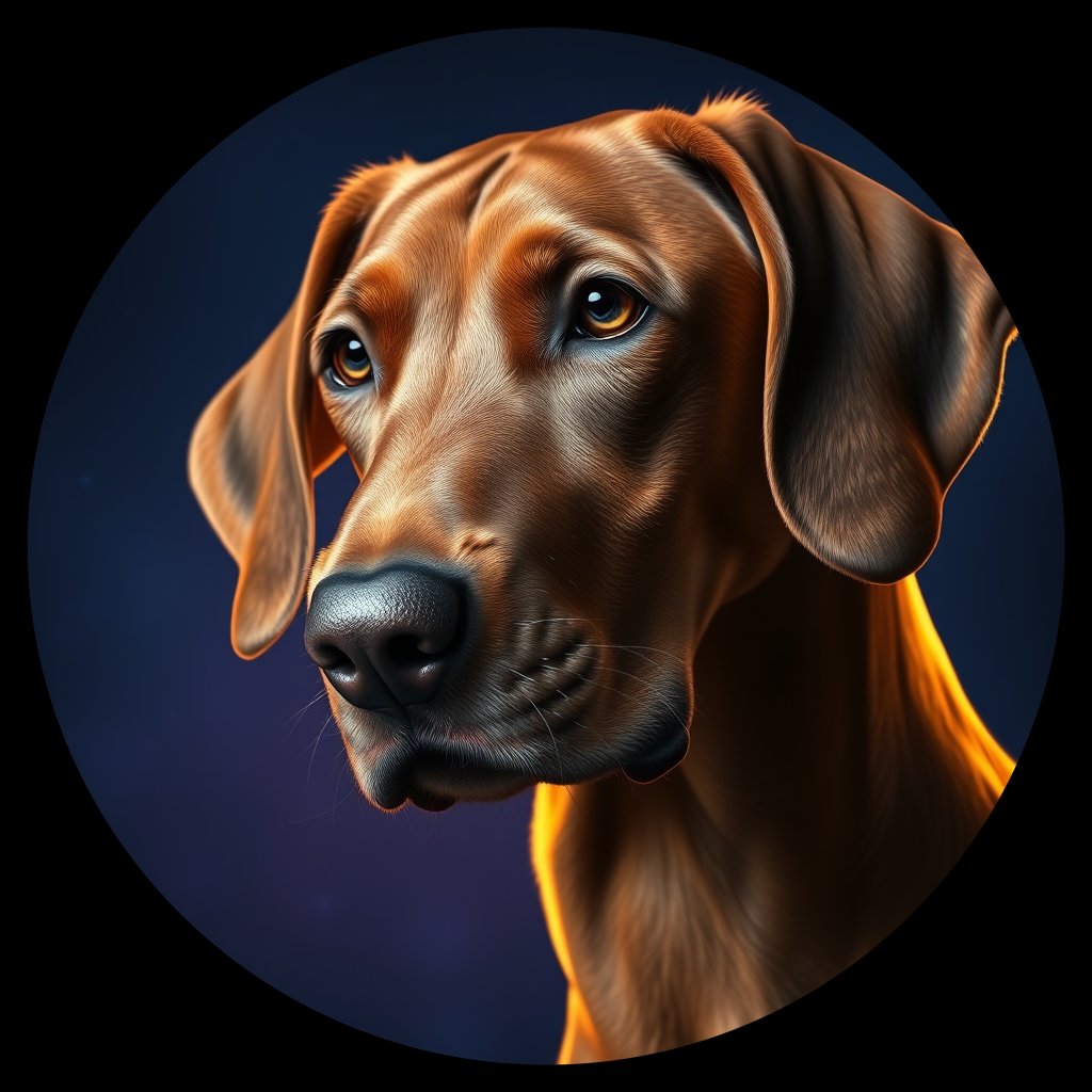 Cosmic medallion portrait of PFZ23B03_PFZ23B03, a Vizsla