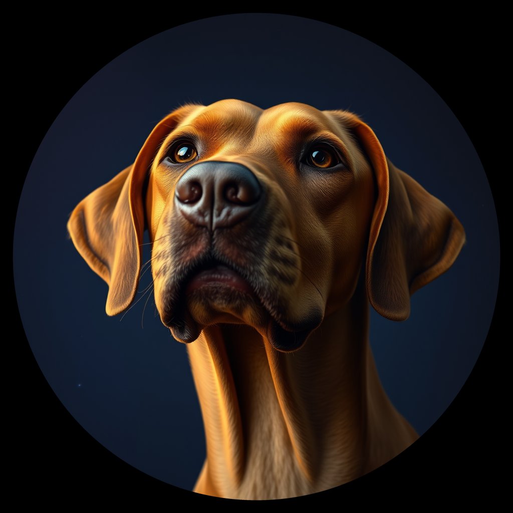 Cosmic medallion portrait of PFZ23B04_PFZ23B04, a Vizsla