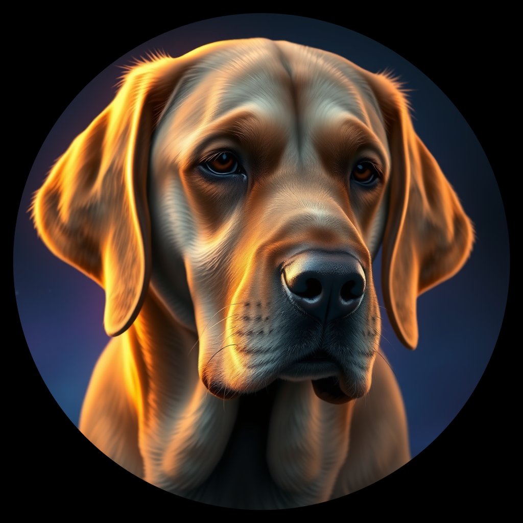 Cosmic medallion portrait of PFZ23B06_PFZ23B06, a Labrador Retriever