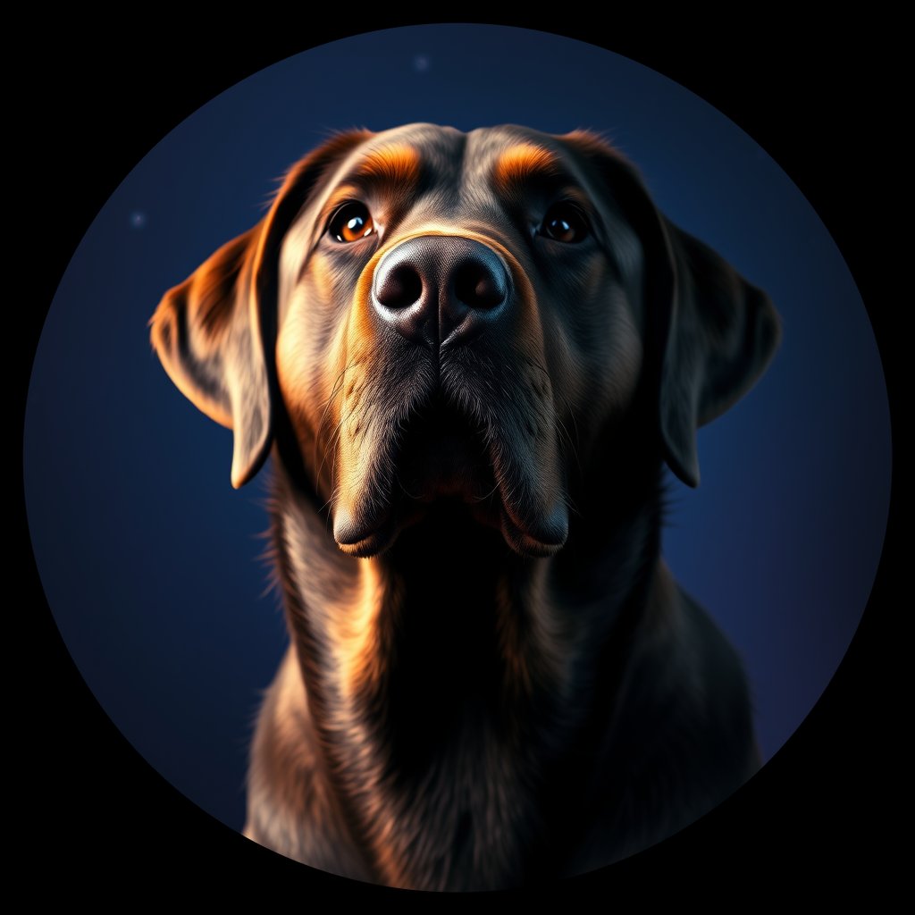 Cosmic medallion portrait of PFZ23B08_PFZ23B08, a Labrador Retriever