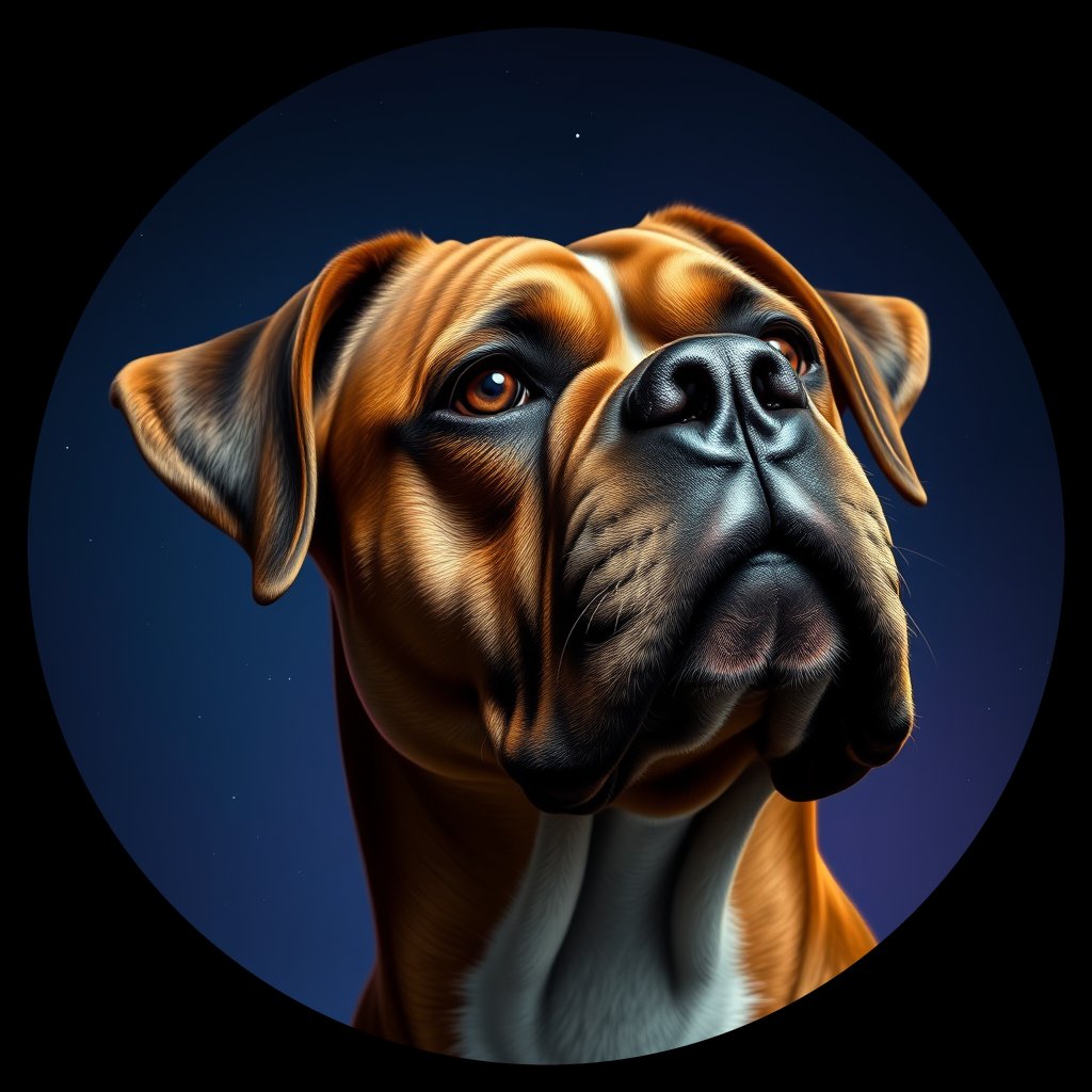 Cosmic medallion portrait of PFZ23B09_PFZ23B09, a Boxer