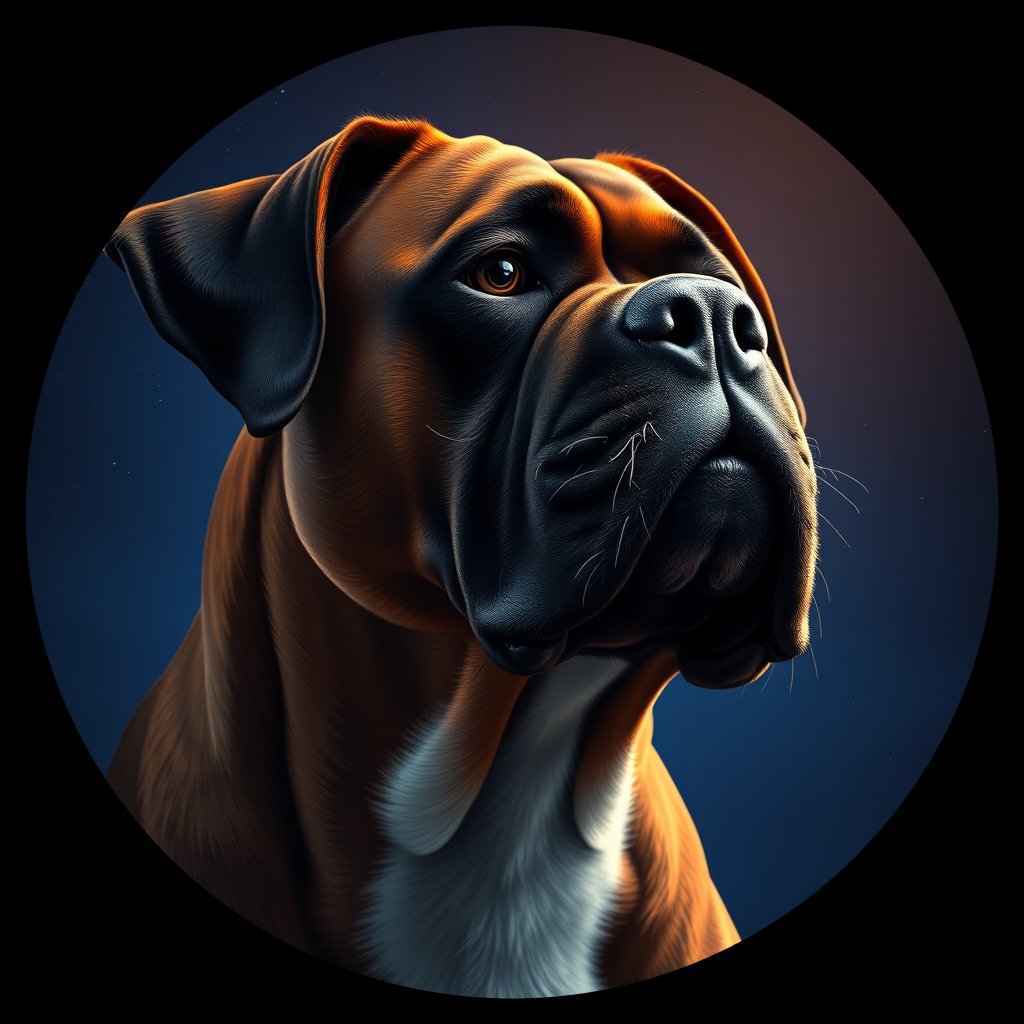 Cosmic medallion portrait of PFZ23B11_PFZ23B11, a Boxer