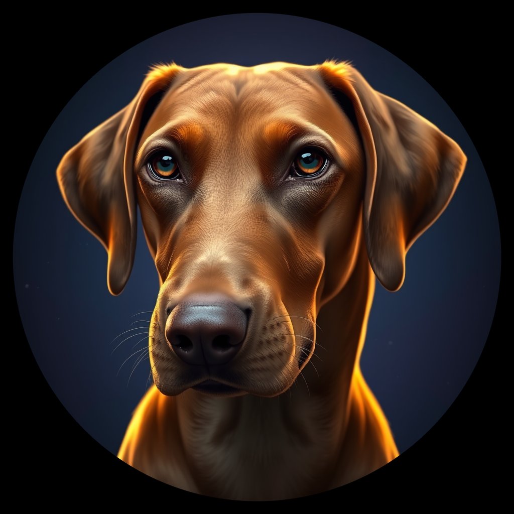 Cosmic medallion portrait of PFZ23C01_PFZ23C01, a Vizsla