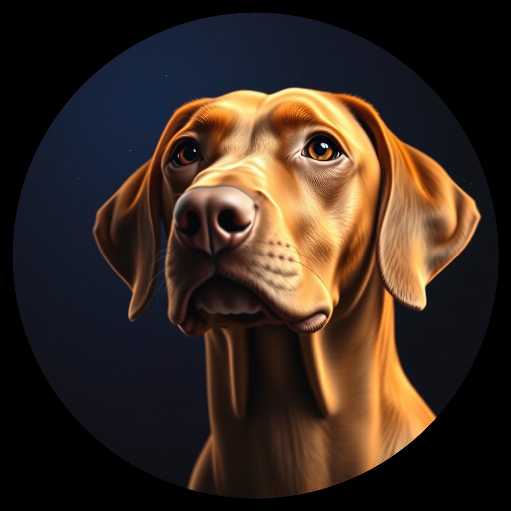 Cosmic medallion portrait of PFZ23C04_PFZ23C04, a Vizsla