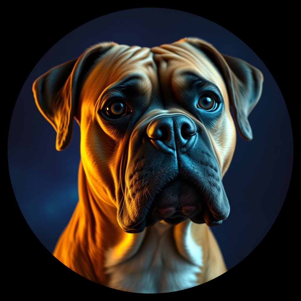 Cosmic medallion portrait of PFZ23C10_PFZ23C10, a Boxer