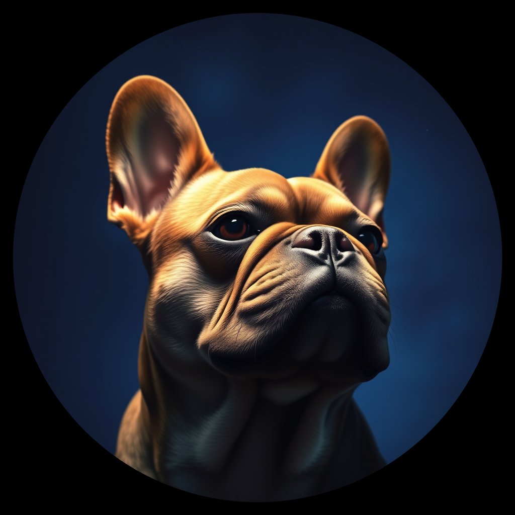 Cosmic medallion portrait of PFZ23C12_PFZ23C12, a French Bulldog