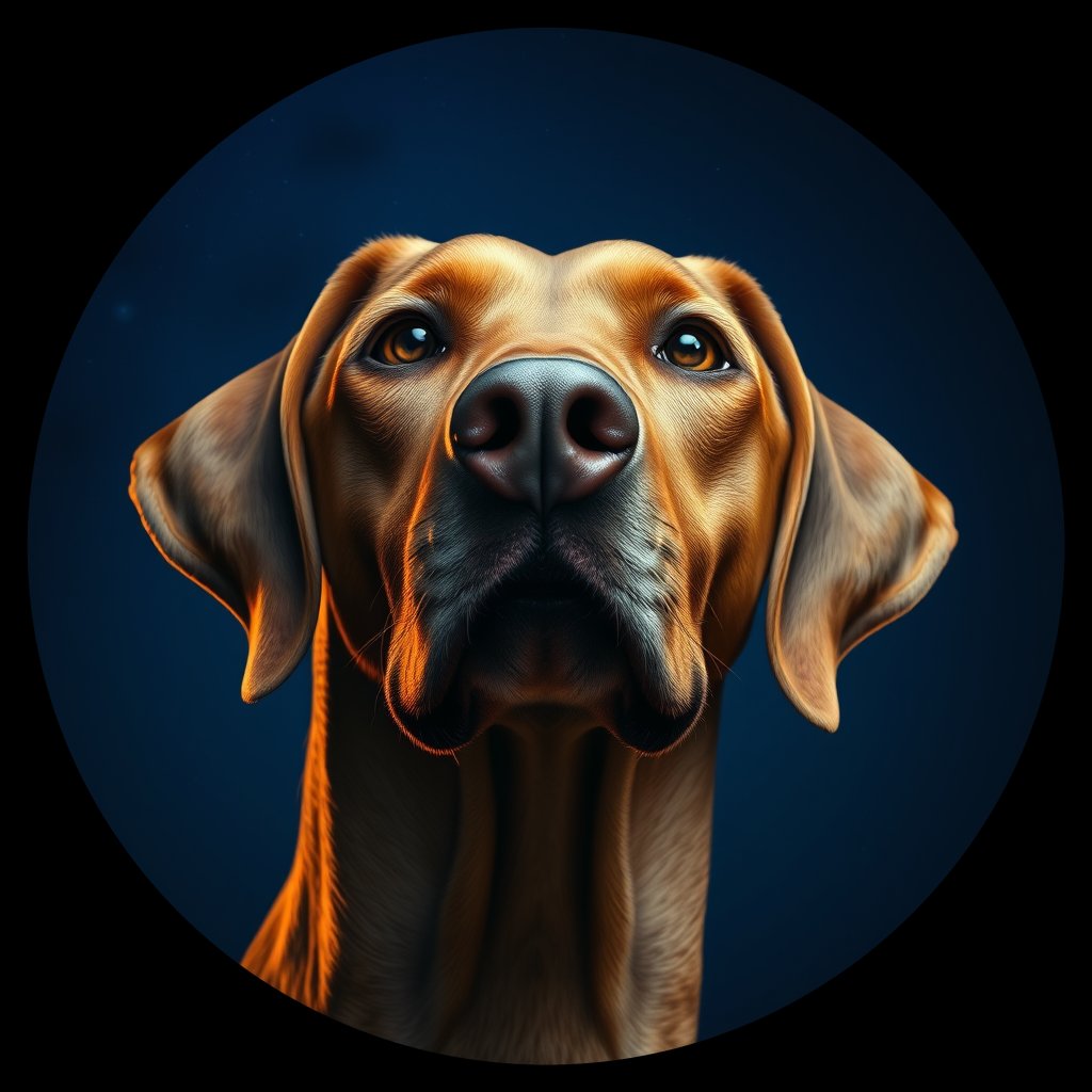 Cosmic medallion portrait of PFZ23D01_PFZ23D01, a Vizsla