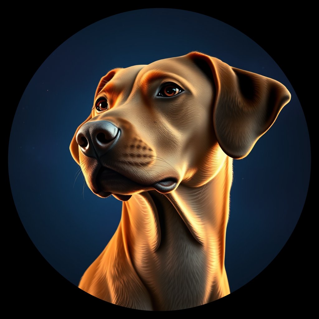 Cosmic medallion portrait of PFZ23D04_PFZ23D04, a Vizsla