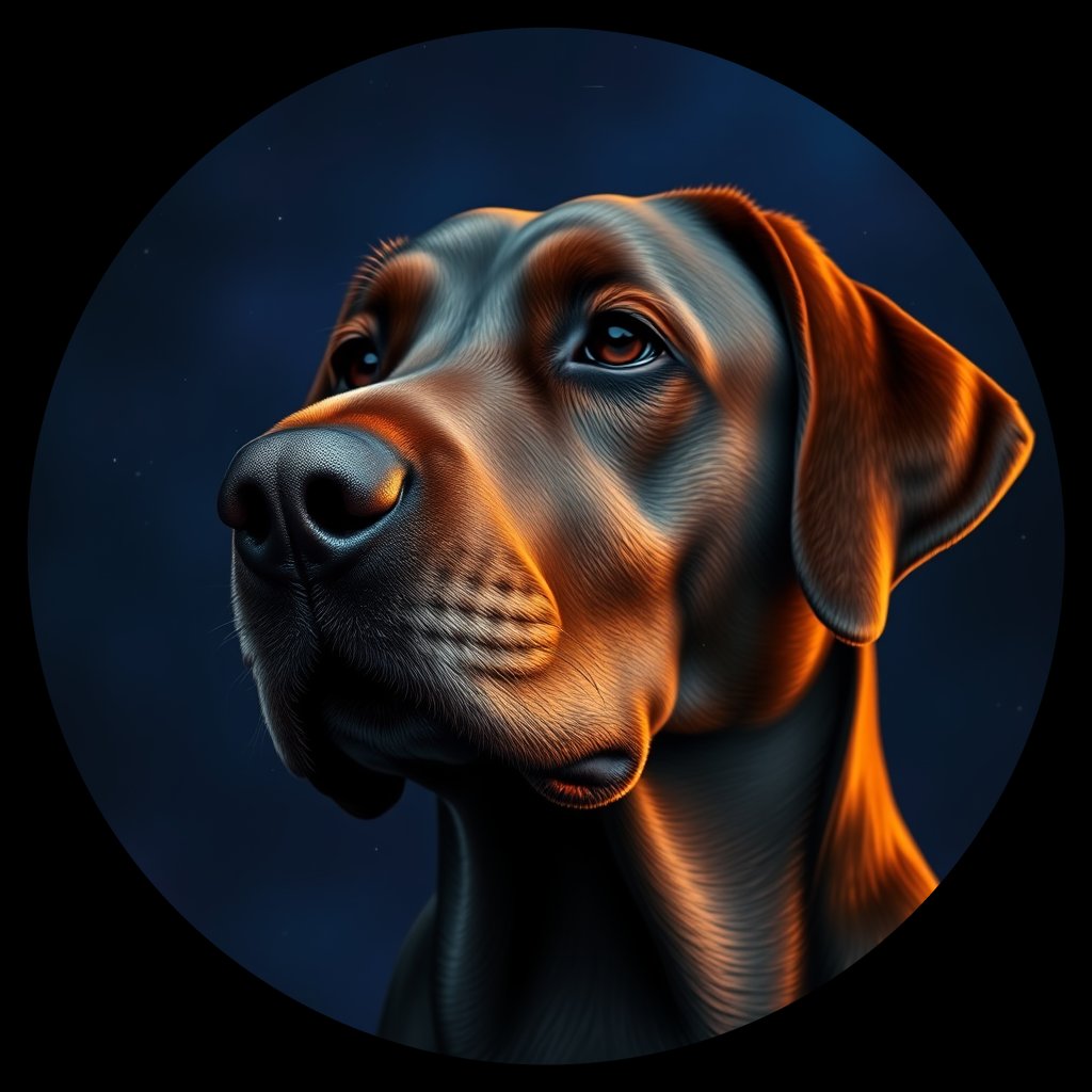 Cosmic medallion portrait of PFZ23D08_PFZ23D08, a Labrador Retriever