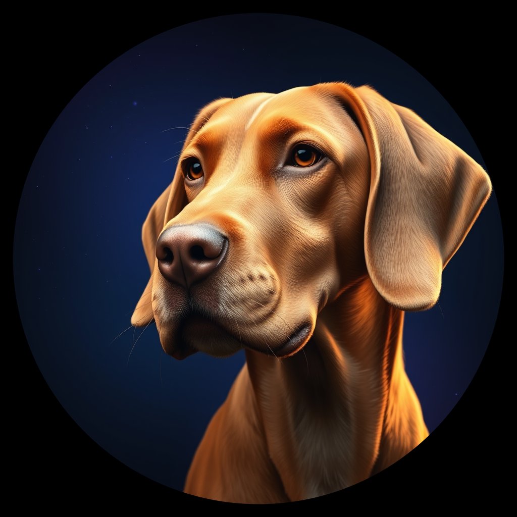 Cosmic medallion portrait of PFZ23E02_PFZ23E02, a Vizsla