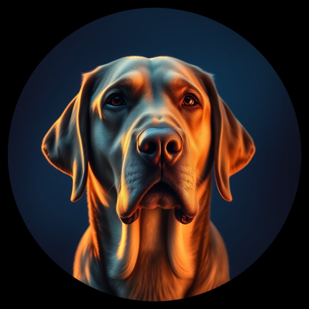 Cosmic medallion portrait of PFZ23E03_PFZ23E03, a Labrador Retriever