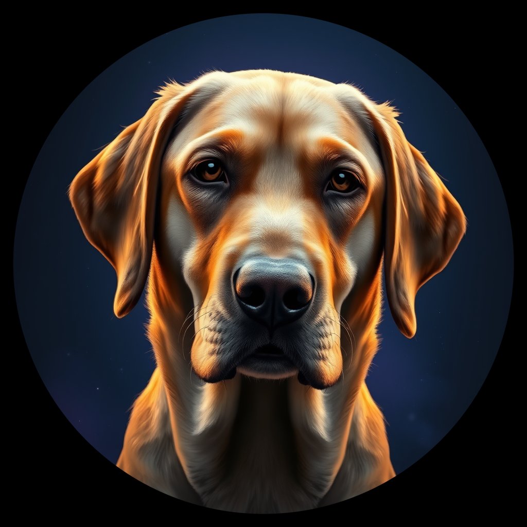 Cosmic medallion portrait of PFZ23E05_PFZ23E05, a Labrador Retriever