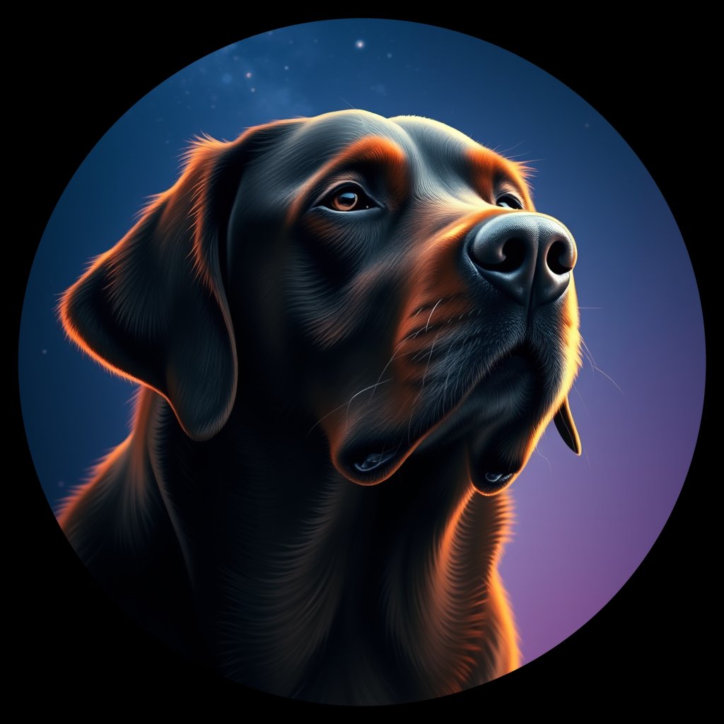 Cosmic medallion portrait of PFZ23E07_PFZ23E07, a Labrador Retriever
