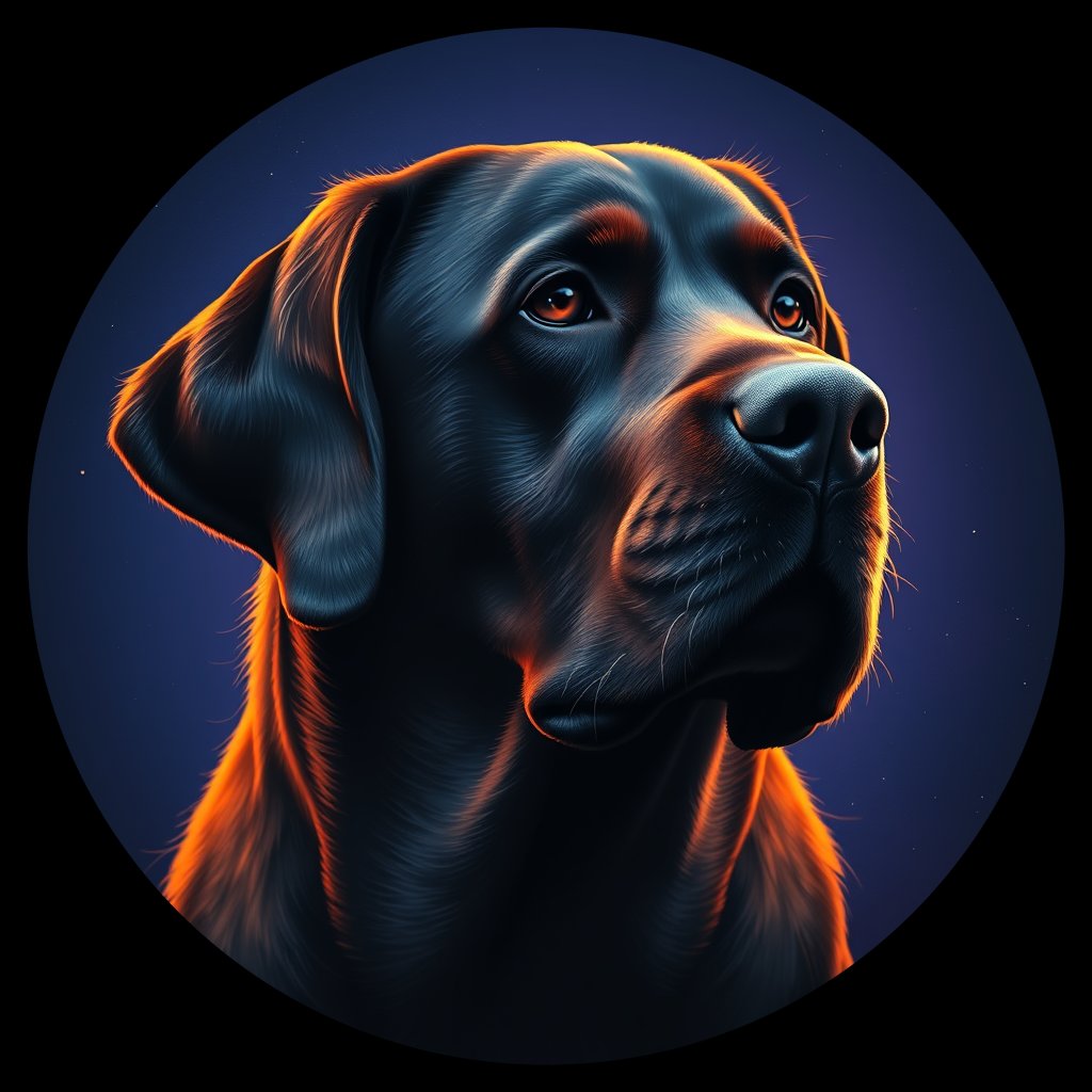 Cosmic medallion portrait of PFZ23E08_PFZ23E08, a Labrador Retriever