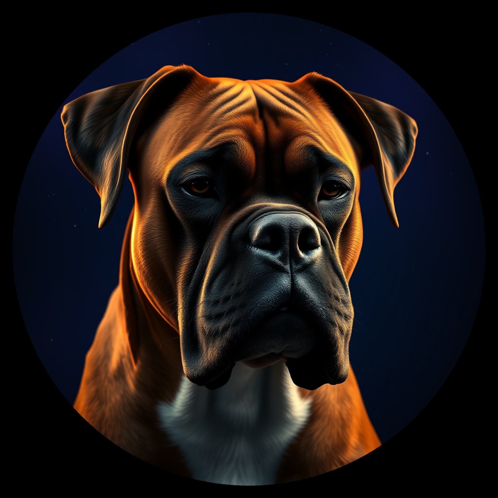 Cosmic medallion portrait of PFZ23E09_PFZ23E09, a Boxer