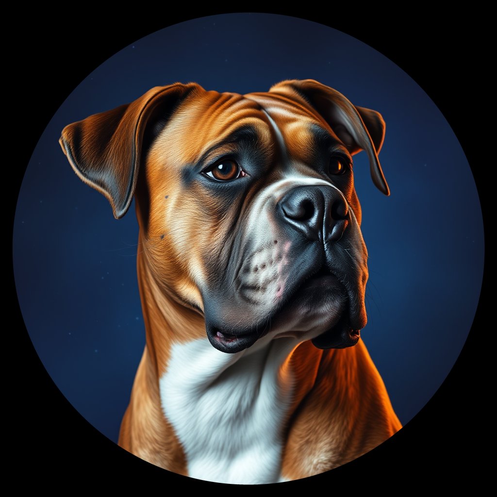 Cosmic medallion portrait of PFZ23E11_PFZ23E11, a Boxer