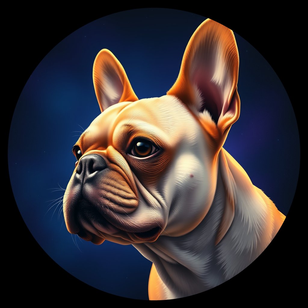 Cosmic medallion portrait of PFZ23E12_PFZ23E12, a French Bulldog