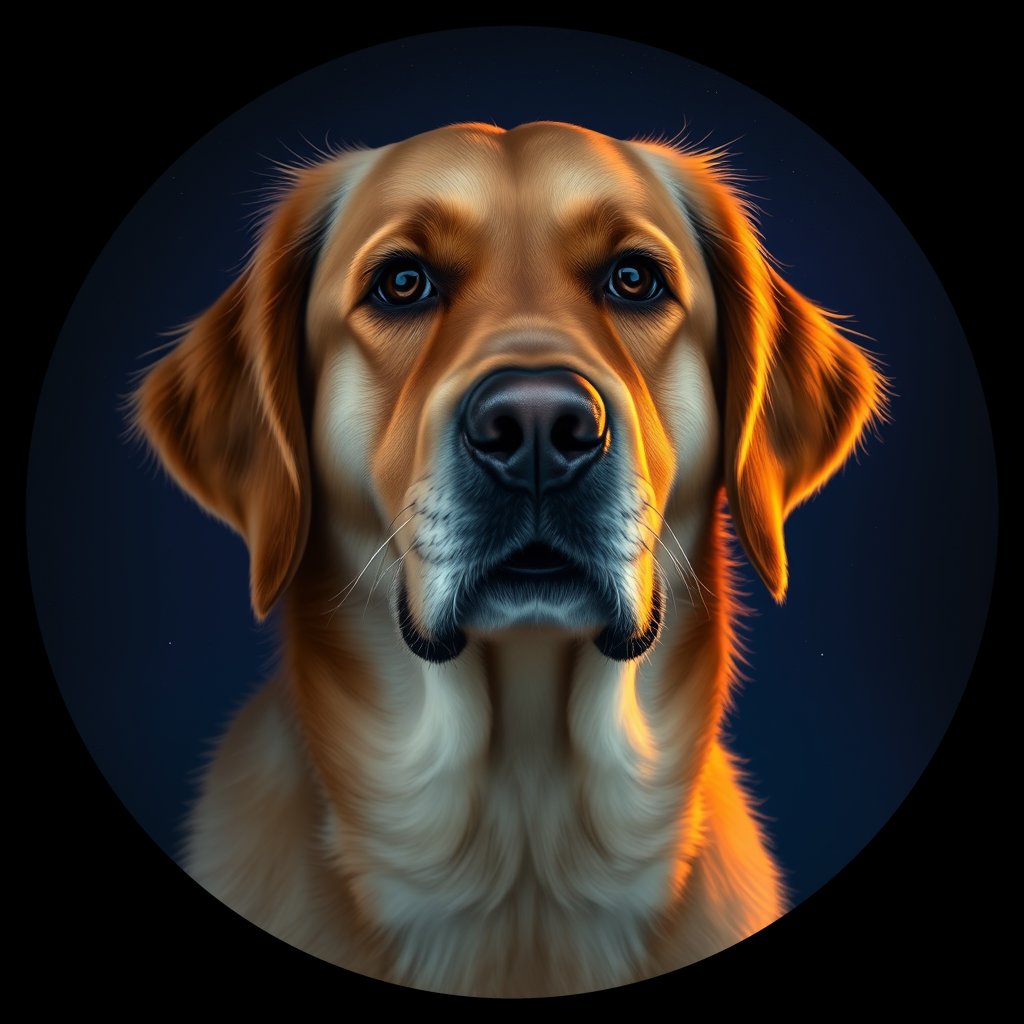 Cosmic medallion portrait of PFZ23F01_PFZ23F01, a Golden Retriever
