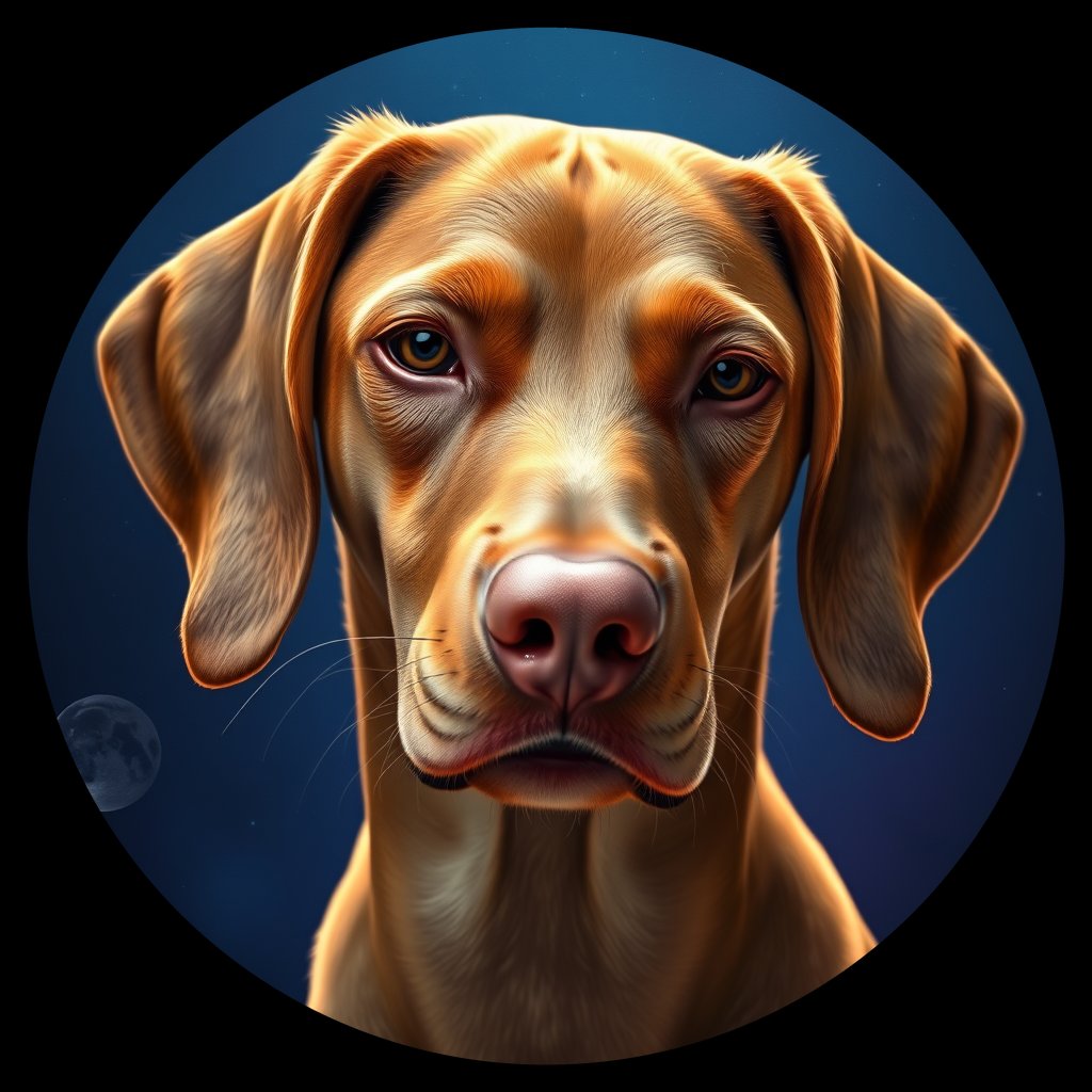 Cosmic medallion portrait of PFZ23F03_PFZ23F03, a Vizsla