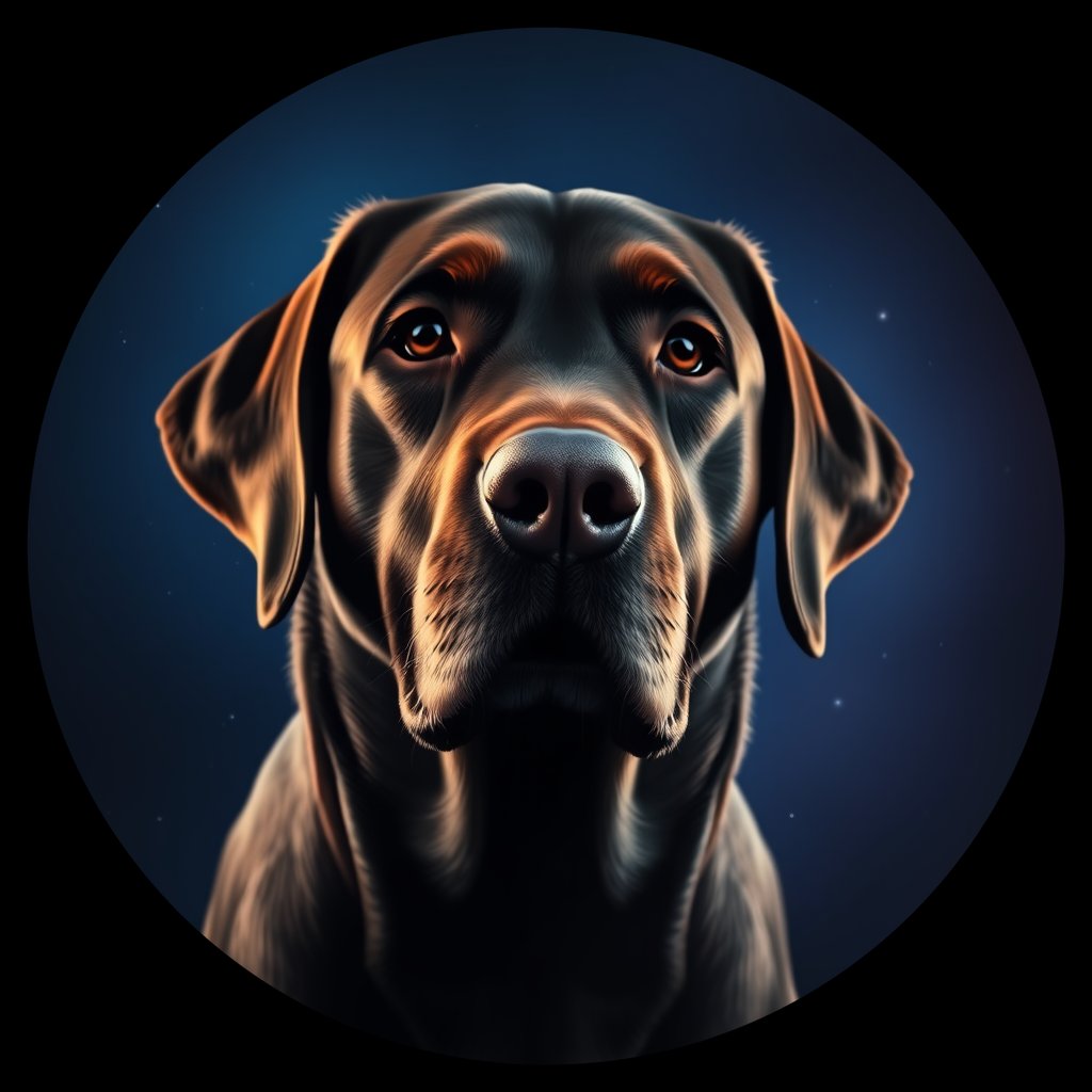 Cosmic medallion portrait of PFZ23F06_PFZ23F06, a Labrador Retriever