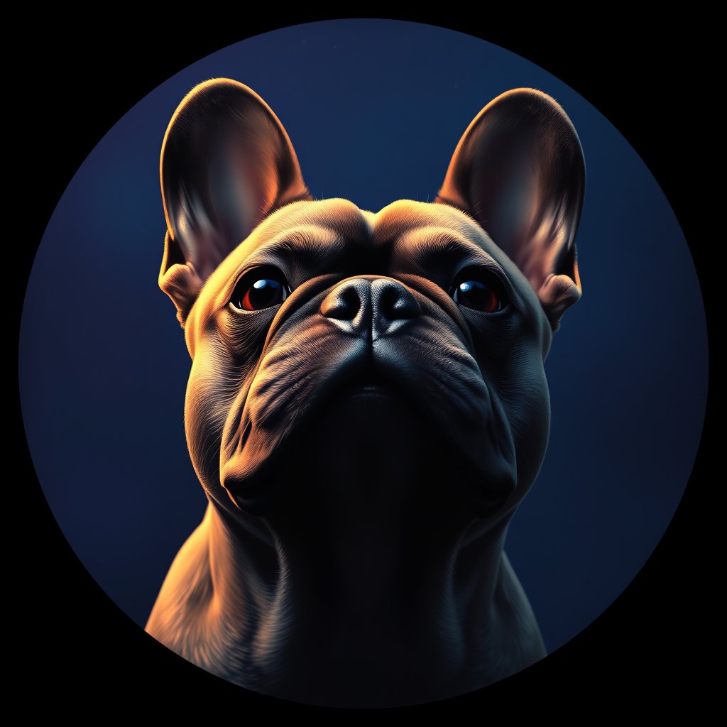 Cosmic medallion portrait of PFZ23F08_PFZ23F08, a French Bulldog
