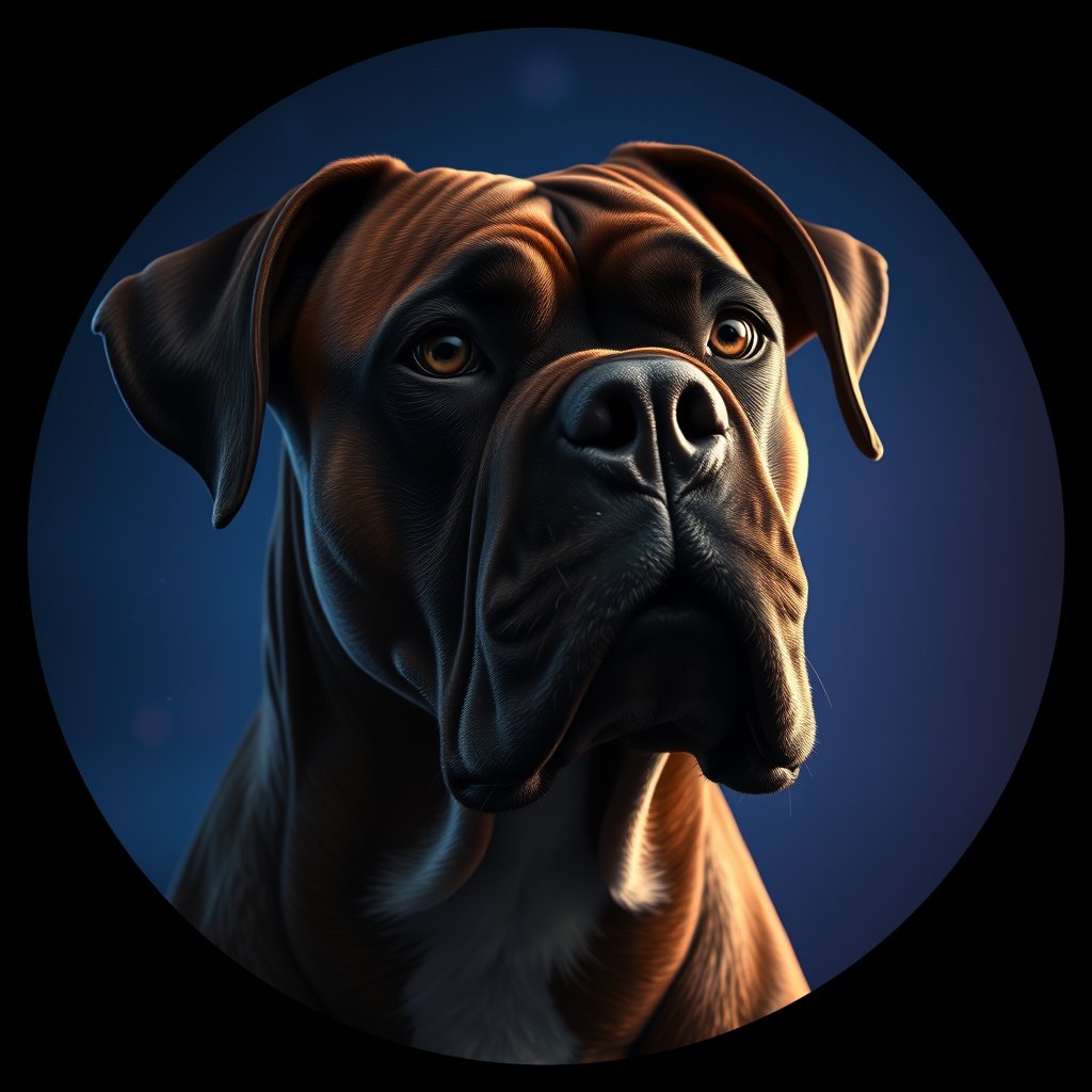 Cosmic medallion portrait of PFZ23F09_PFZ23F09, a Boxer