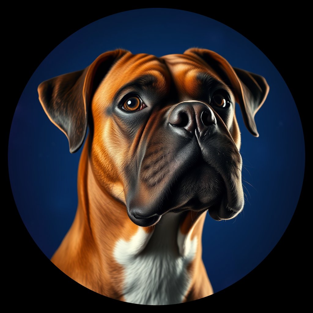 Cosmic medallion portrait of PFZ23F10_PFZ23F10, a Boxer