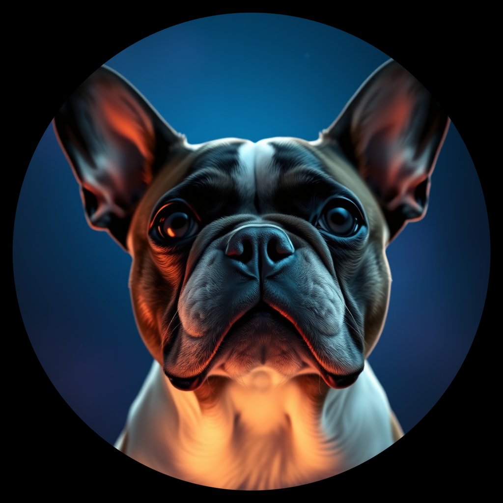 Cosmic medallion portrait of PFZ23F11_PFZ23F11, a French Bulldog