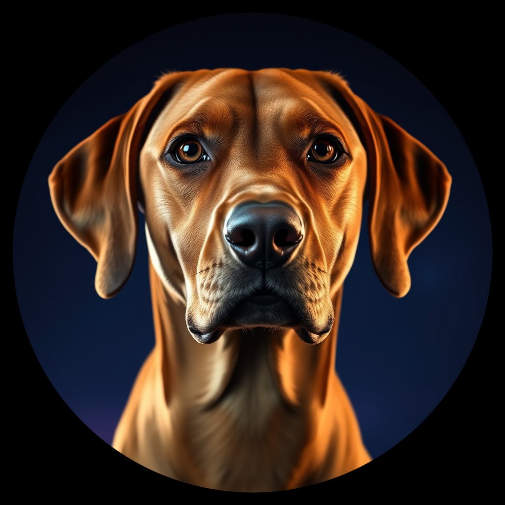 Cosmic medallion portrait of PFZ23G02_PFZ23G02, a Vizsla