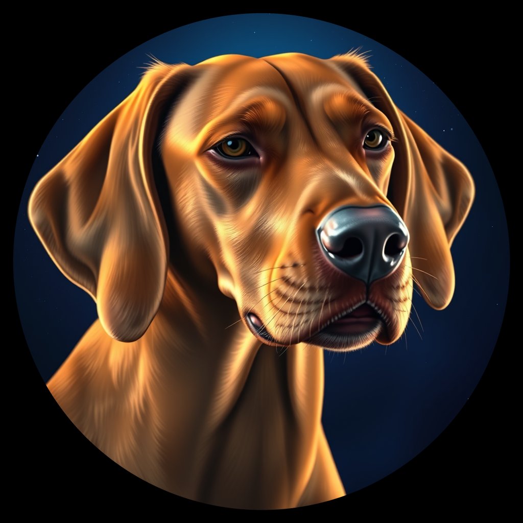 Cosmic medallion portrait of PFZ23G03_PFZ23G03, a Vizsla
