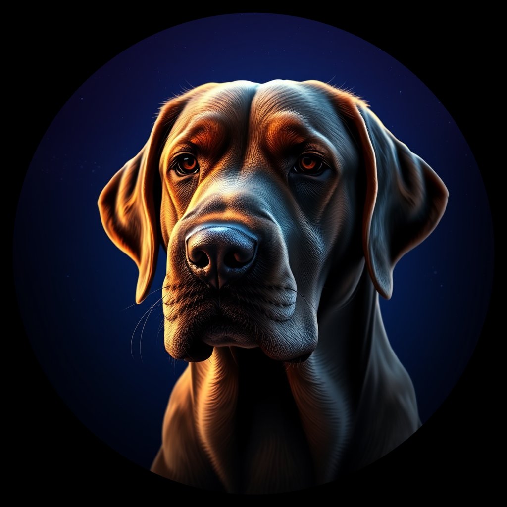 Cosmic medallion portrait of PFZ23G04_PFZ23G04, a Labrador Retriever