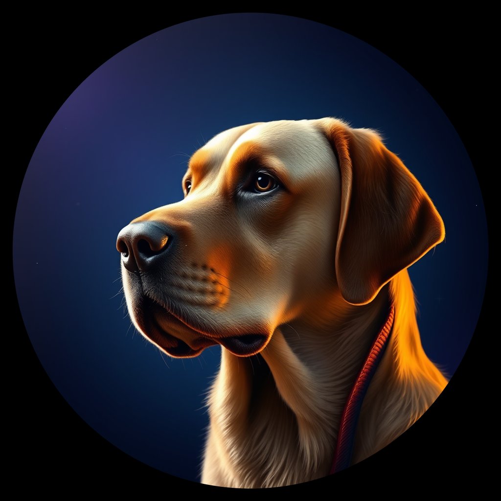 Cosmic medallion portrait of PFZ23G06_PFZ23G06, a Labrador Retriever