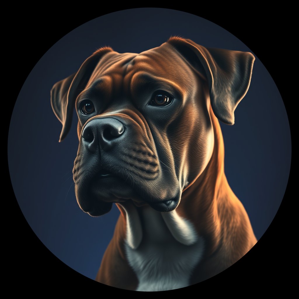 Cosmic medallion portrait of PFZ23G08_PFZ23G08, a Boxer