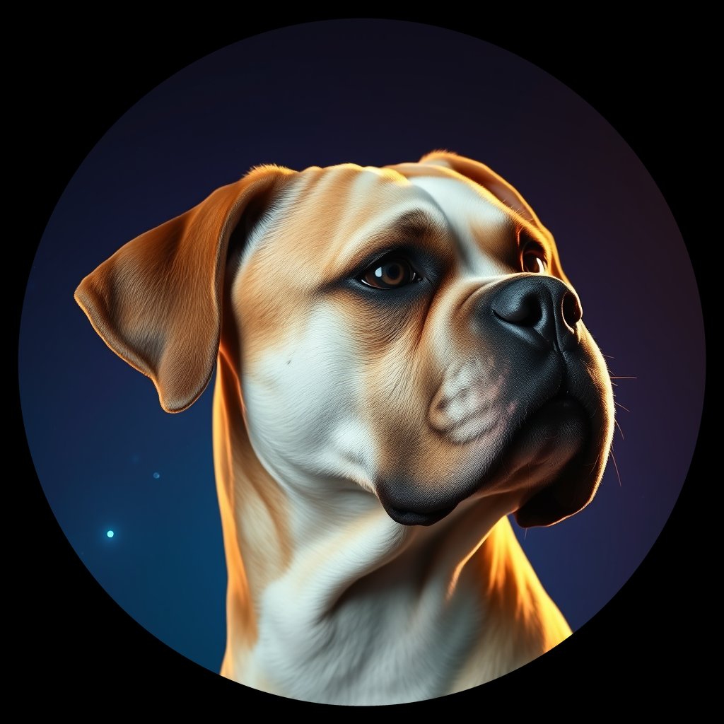 Cosmic medallion portrait of PFZ23G10_PFZ23G10, a Boxer