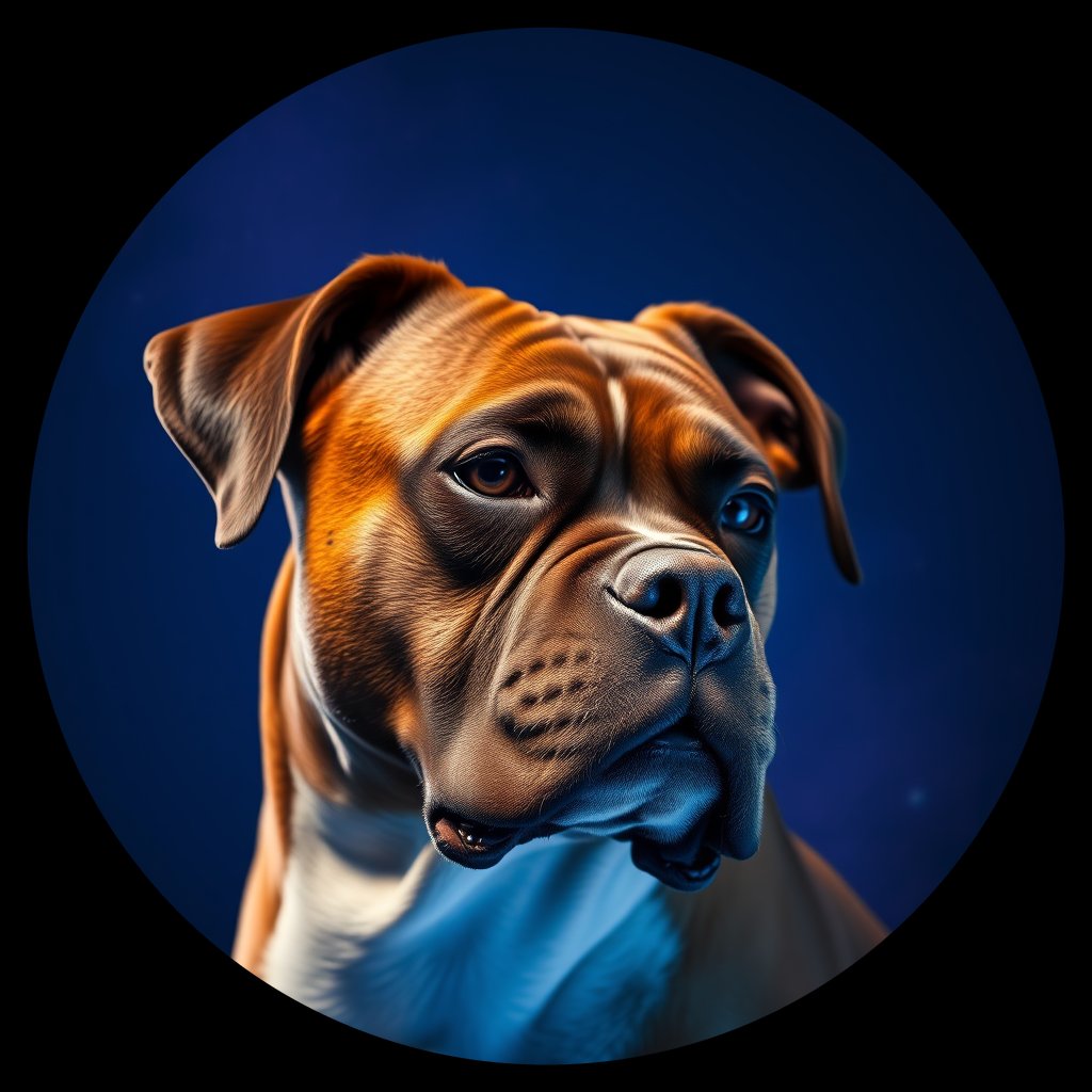 Cosmic medallion portrait of PFZ23G11_PFZ23G11, a Boxer